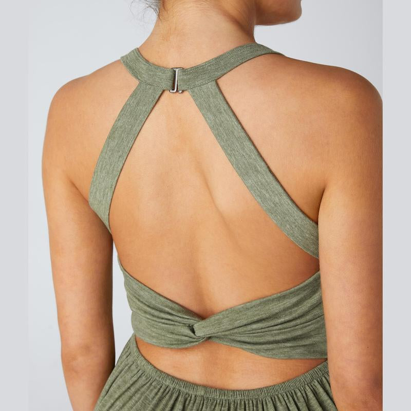Halara Backless Twisted U Neck Side Pocket Harem Casual Jumpsuit-Easy Peezy Edition
