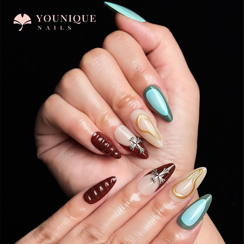 Buy 10, Get 10 Free! [Machine-Made] 24Pcs/Set Reusablefalse Nails with Rhinestone & Floral Decor for Women & Girls DIY Nailsart, French Style Press on Nails, Stickon Nails Glue on Nails, Manicure Fullcover Sticker Nails Gift