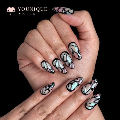 Buy 10, Get 10 Free! [Machine-Made] 24Pcs/Set Reusablefalse Nails with Rhinestone & Floral Decor for Women & Girls DIY Nailsart, French Style Press on Nails, Stickon Nails Glue on Nails, Manicure Fullcover Sticker Nails Gift